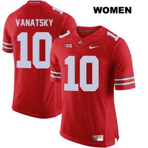 Women's NCAA Ohio State Buckeyes Daniel Vanatsky #10 College Stitched Authentic Nike Red Football Jersey HE20L52ZY